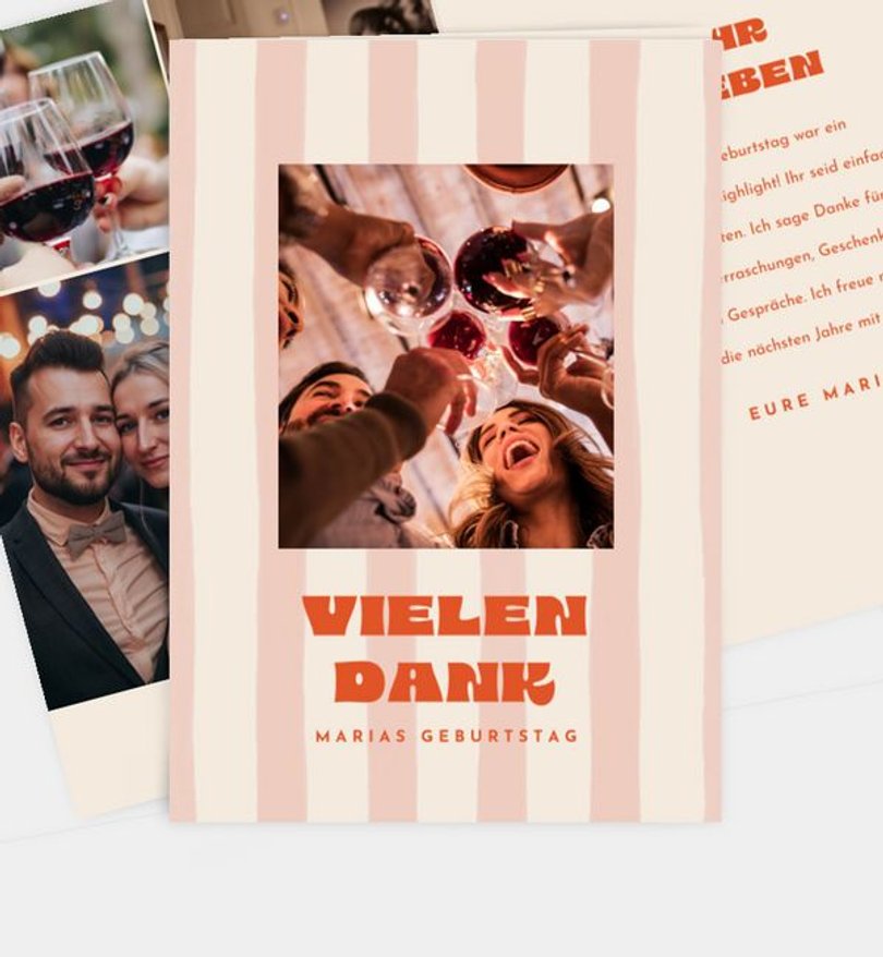 Dankeskarte Geburtstag Modern Stripes