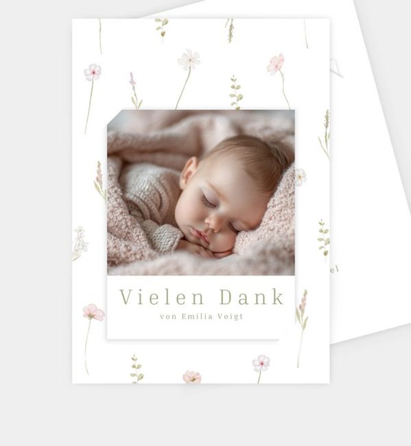 Dankeskarte Geburt Süße Blumen