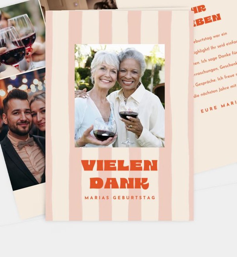 Dankeskarte Geburtstag Modern Stripes