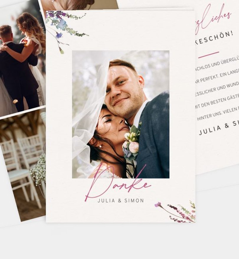 Dankeskarte Hochzeit Wildblumen