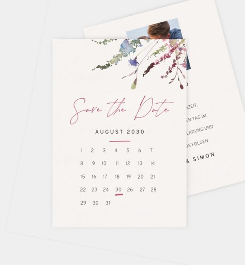 Save-The-Date Karte Hochzeit Wildblumen
