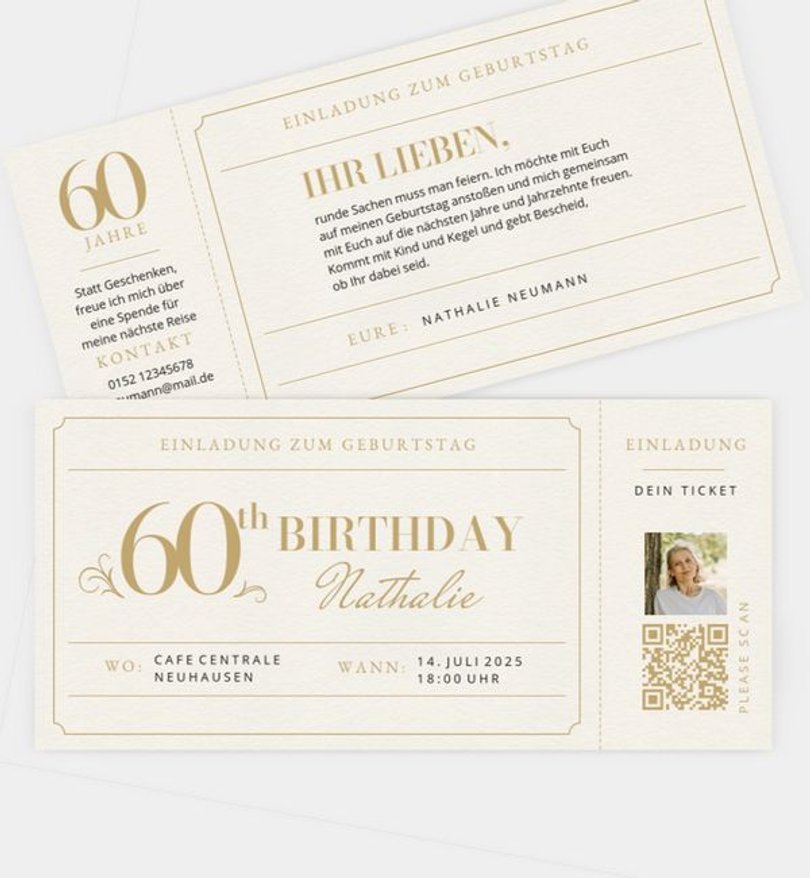 Einladungskarte Geburtstag Golden Ticket