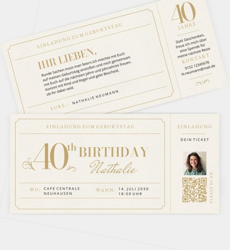Einladungskarte Geburtstag Golden Ticket