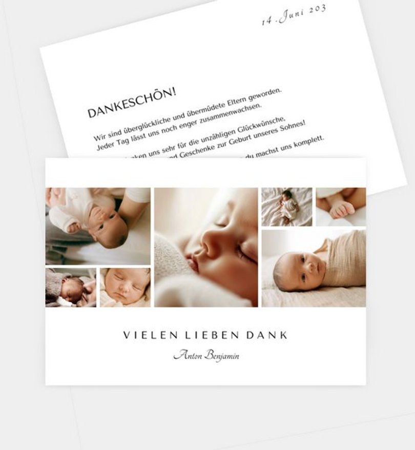 Dankeskarte Geburt Classic Collage