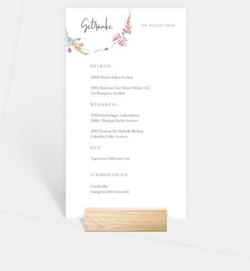 Menükarte Hochzeit Sommerkranz