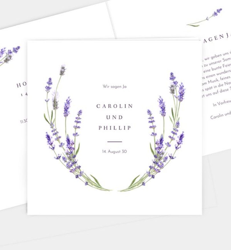 Einladung Standesamt Hochzeit Lavender