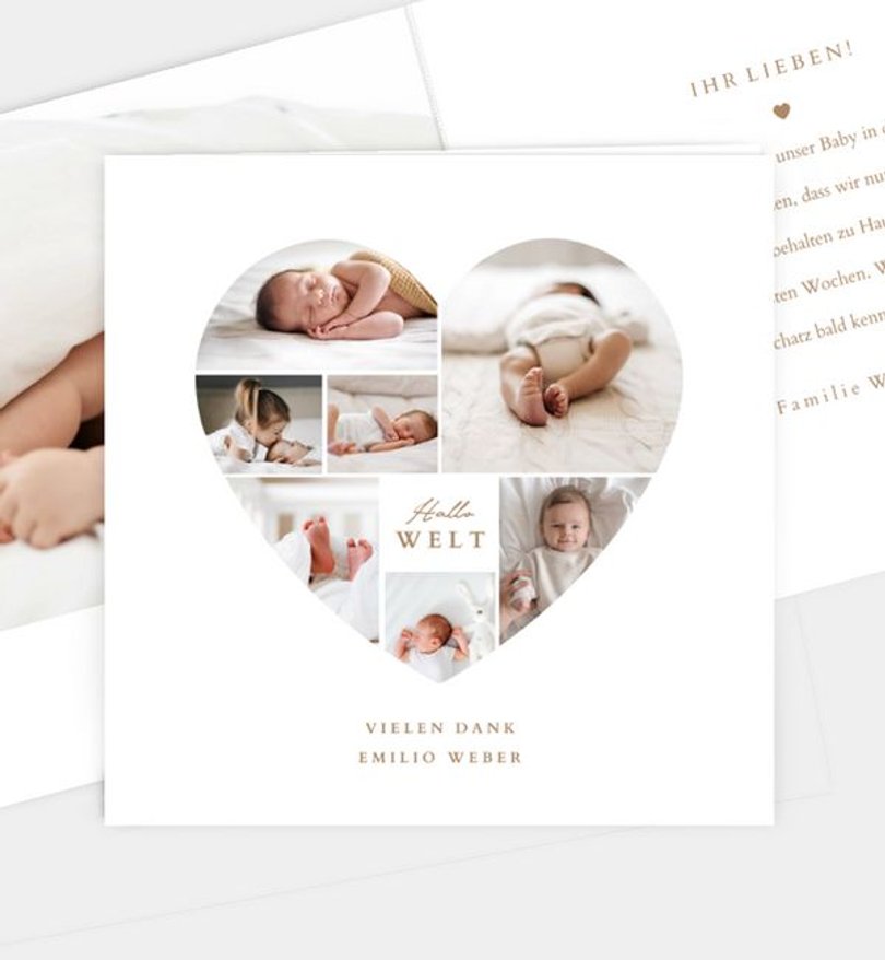 Dankeskarte Geburt Baby Heart