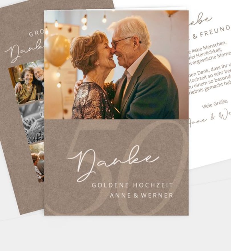 Dankeskarte Goldene-Hochzeit Elegant Anniversary