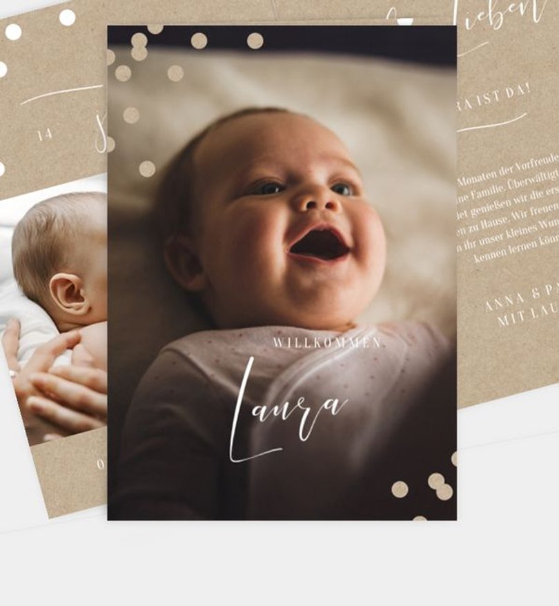 Geburtsanzeige Geburt Golden Confetti · Crafty