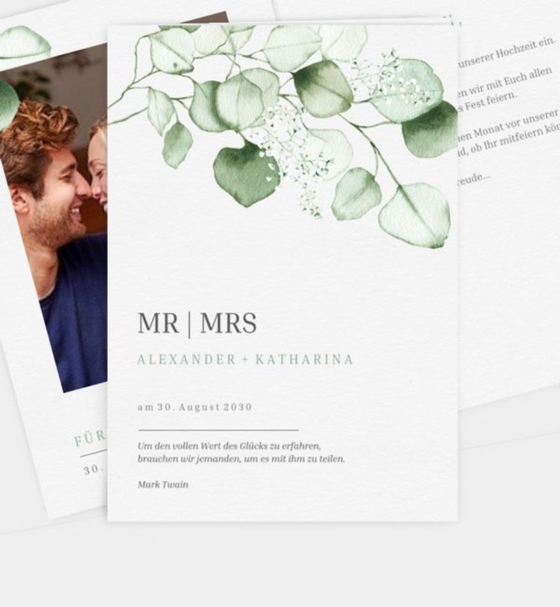 Einladung Standesamt Hochzeit Sweet Eucalyptus