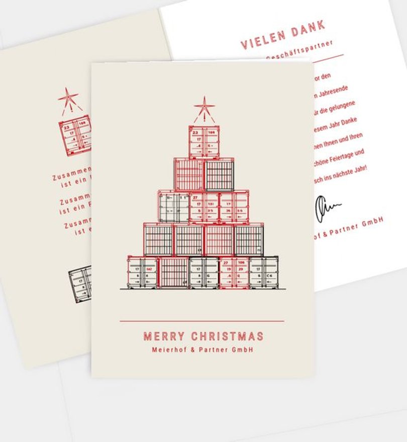 Weihnachtskarte Weihnachten geschäftlich Containerbaum