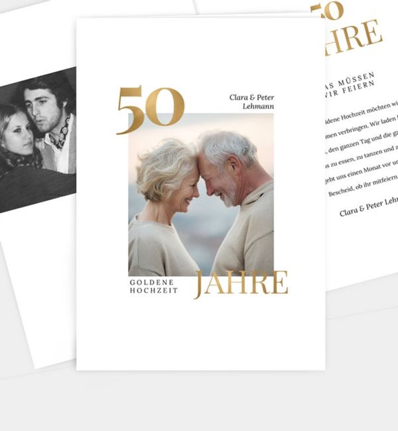 Einladungskarte Goldene-Hochzeit Elegante Jahre