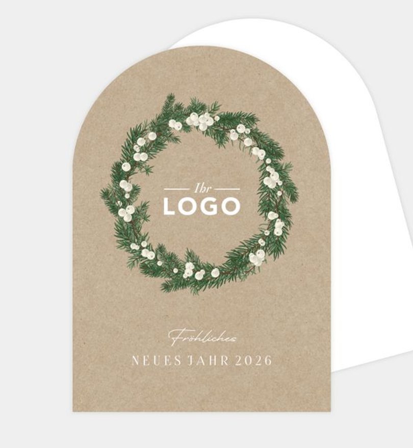 Neujahrskarte Geschรคftlich Winter Wreath
