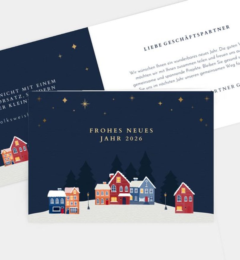 Neujahrskarte Geschรคftlich Winternacht