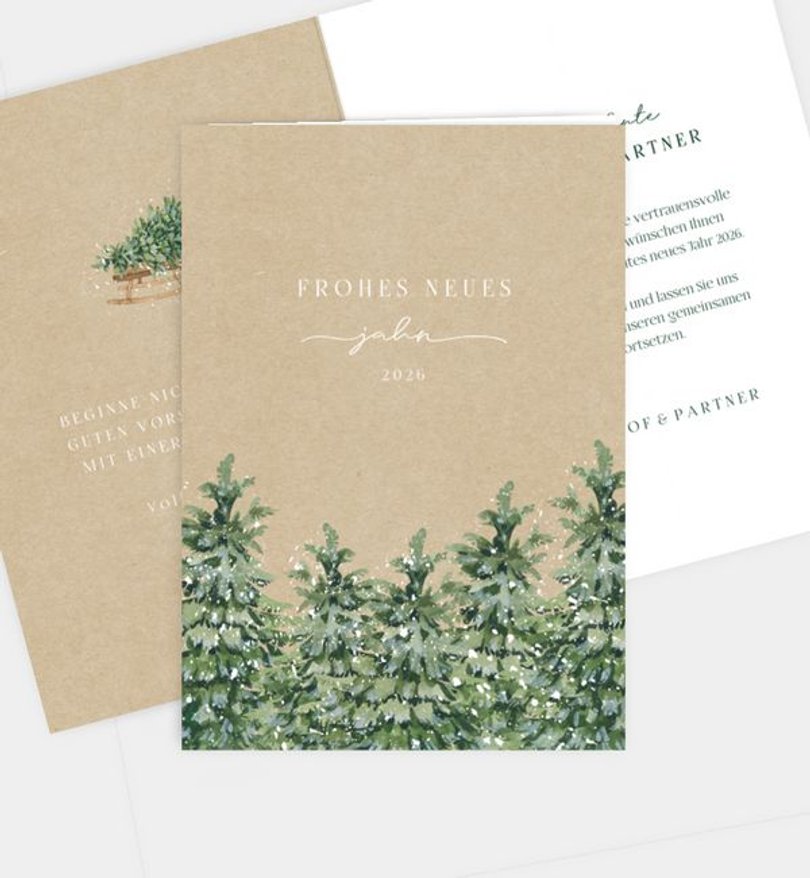 Neujahrskarte Geschรคftlich Schneefall ยท Vintage