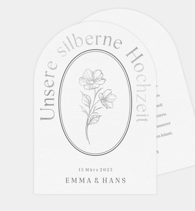 Einladungskarte Silberhochzeit Vintage Flower