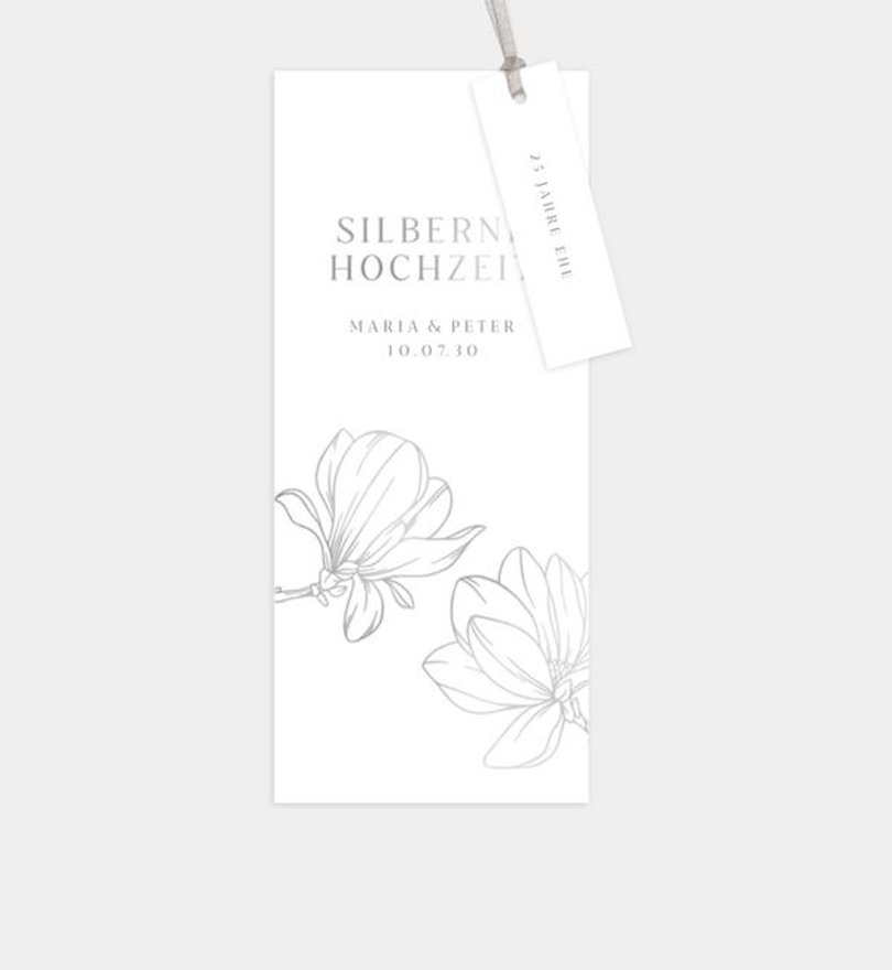Einladungskarte Silberhochzeit Golden Flower