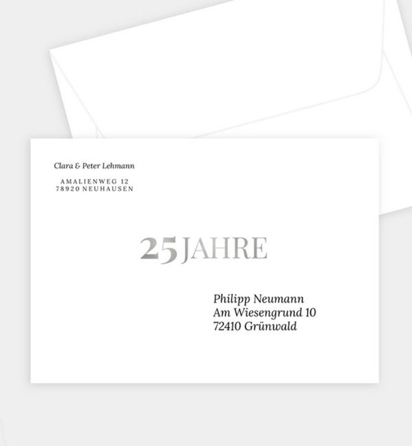 Briefumschlag Silberhochzeit Elegante Jahre