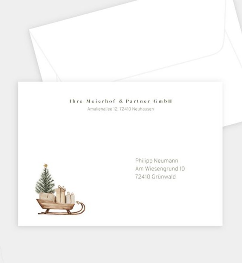 Briefumschlag Weihnachten Nostalgic Sleigh