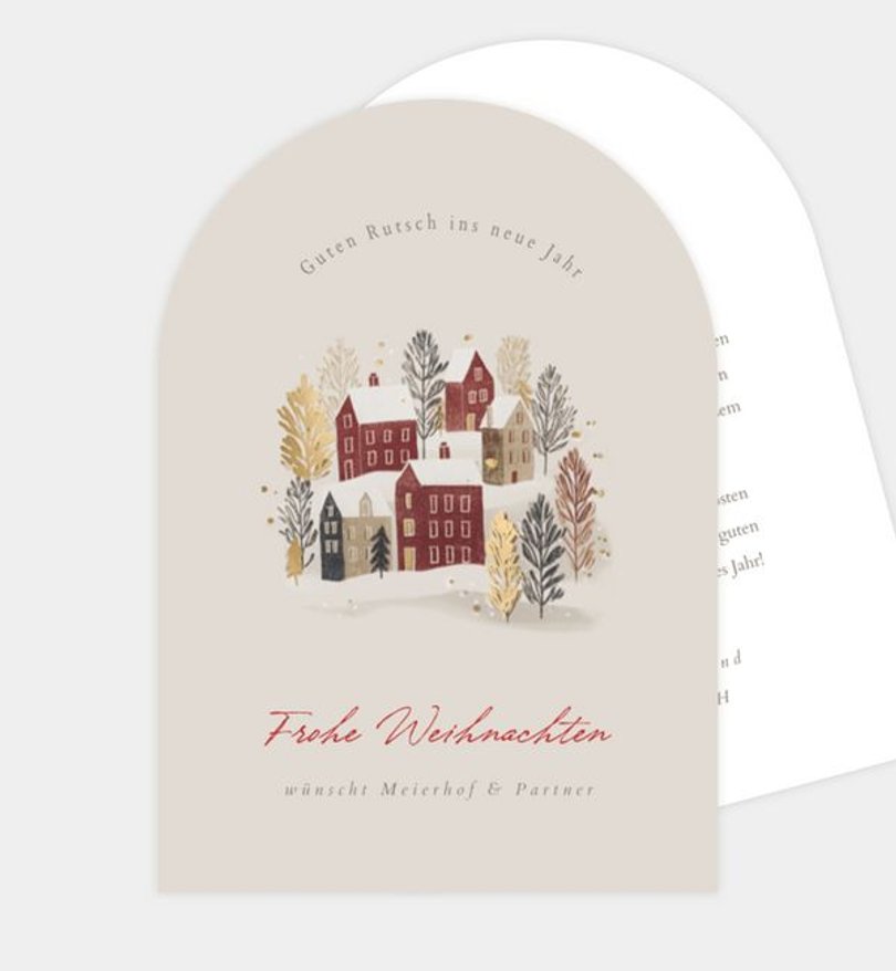Weihnachtskarte Weihnachten geschäftlich Dorf im Schnee
