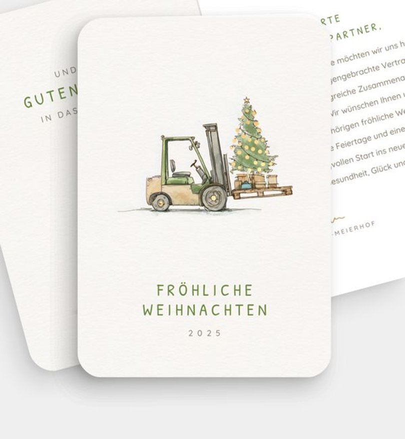 Weihnachtskarte Weihnachten geschäftlich Gabelstapler
