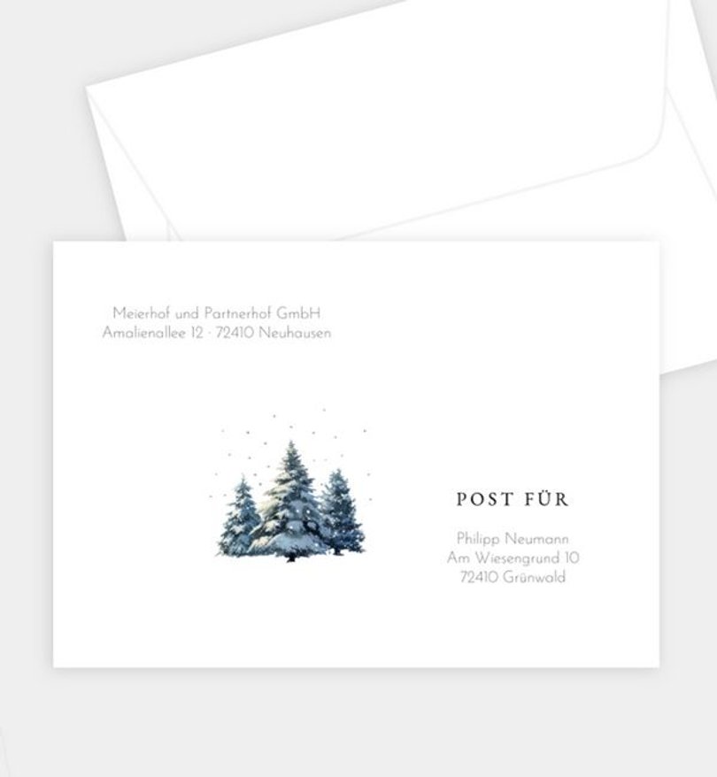 Briefumschlag Weihnachten Winterlandschaft