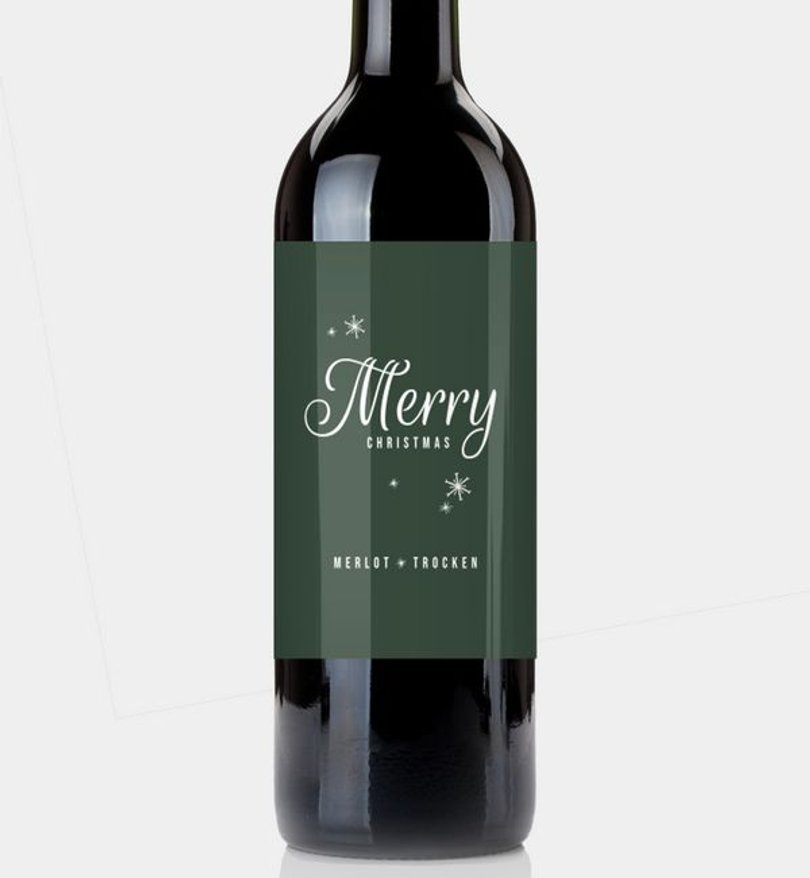 Flaschenetikett Weihnachten Love and Stars