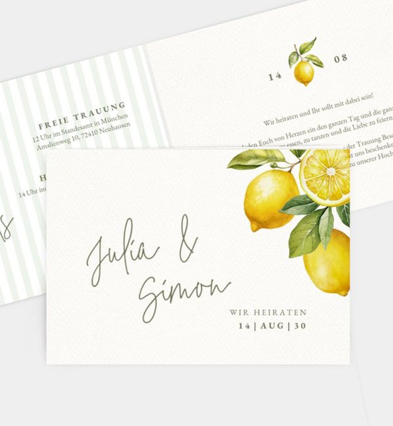 Einladungskarte Hochzeit Lemon Summer