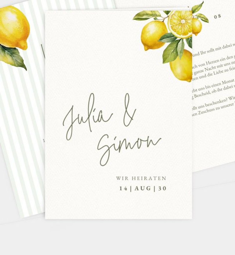 Einladungskarte Hochzeit Lemon Summer