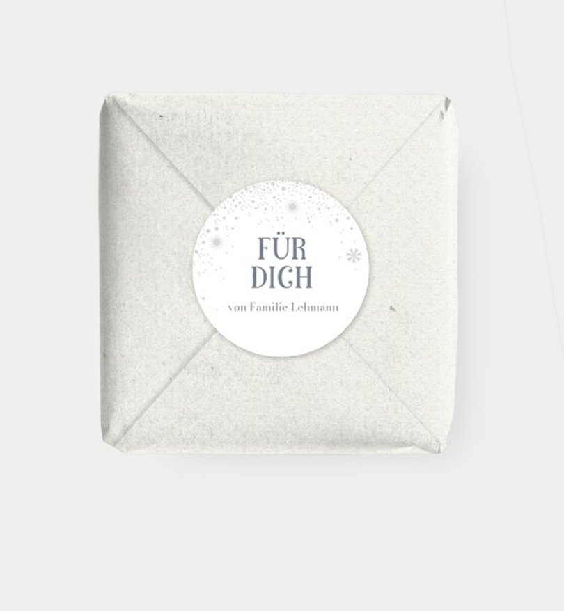 Geschenkaufkleber Weihnachten Schneefall