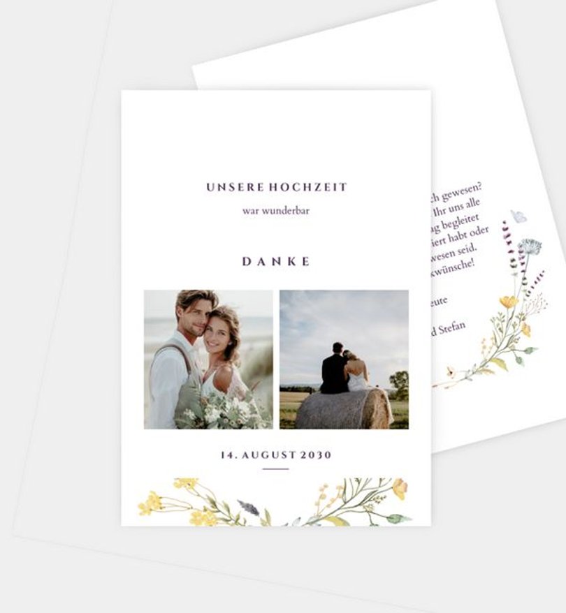 Dankeskarte Hochzeit Blütengarten