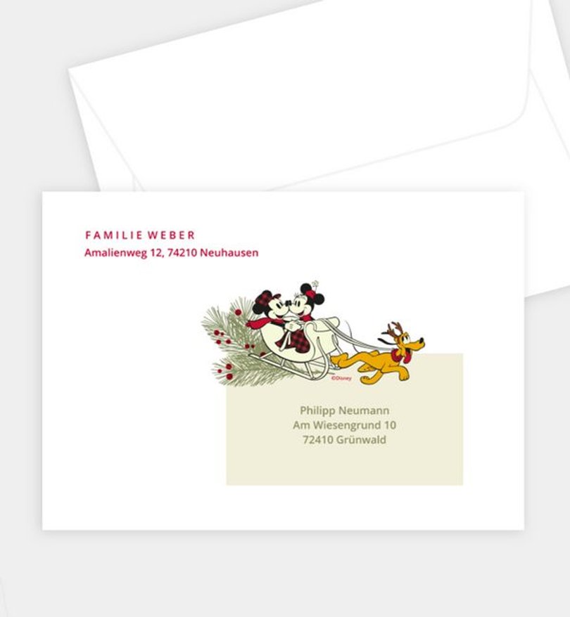 Briefumschlag Weihnachten Micky & Freunde · Yuletide Farmhouse