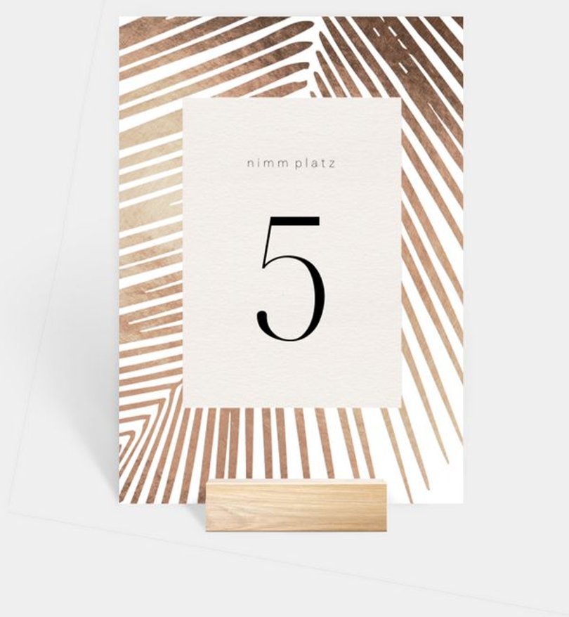 Tischnummer Hochzeit Golden Palms