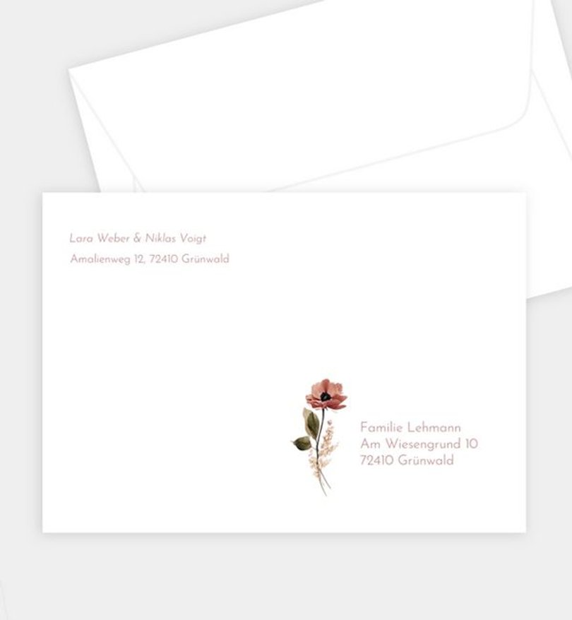 Briefumschlag Hochzeit Blumenstrauß
