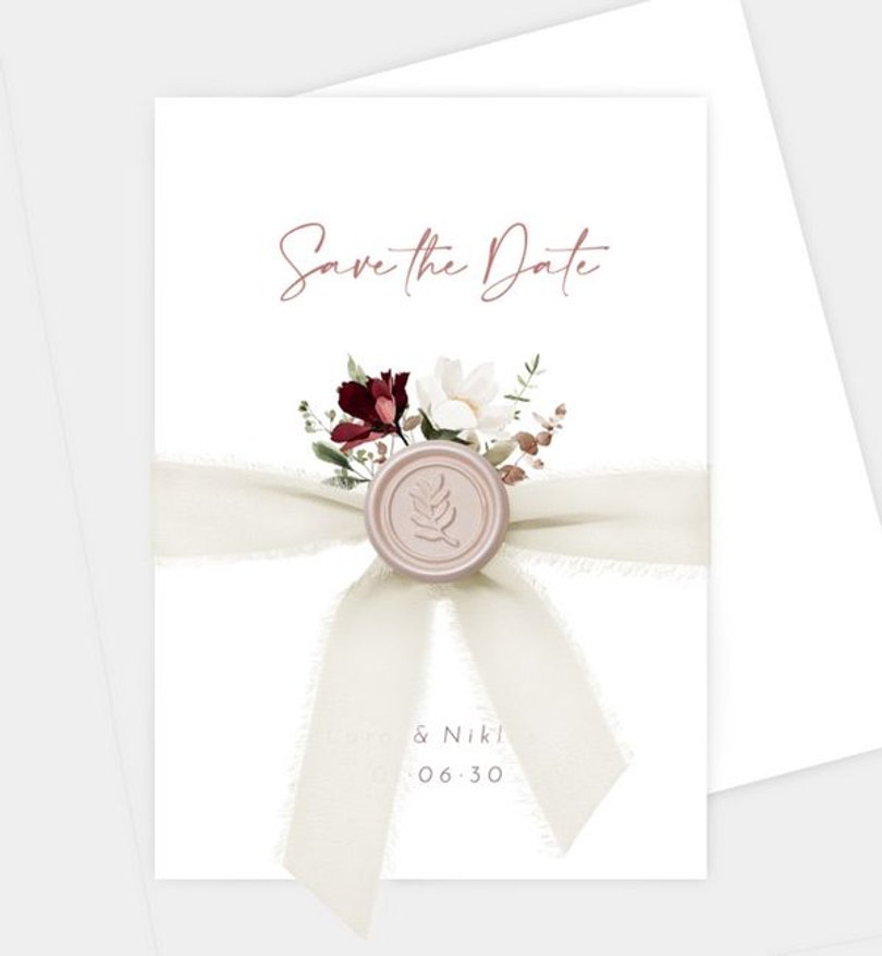 Save-The-Date Karte Hochzeit Blumenstrauß