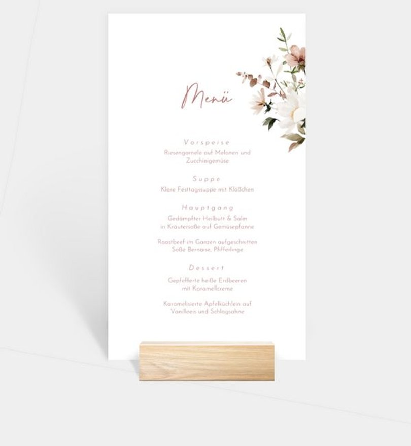 Menükarte Hochzeit Blumenstrauß