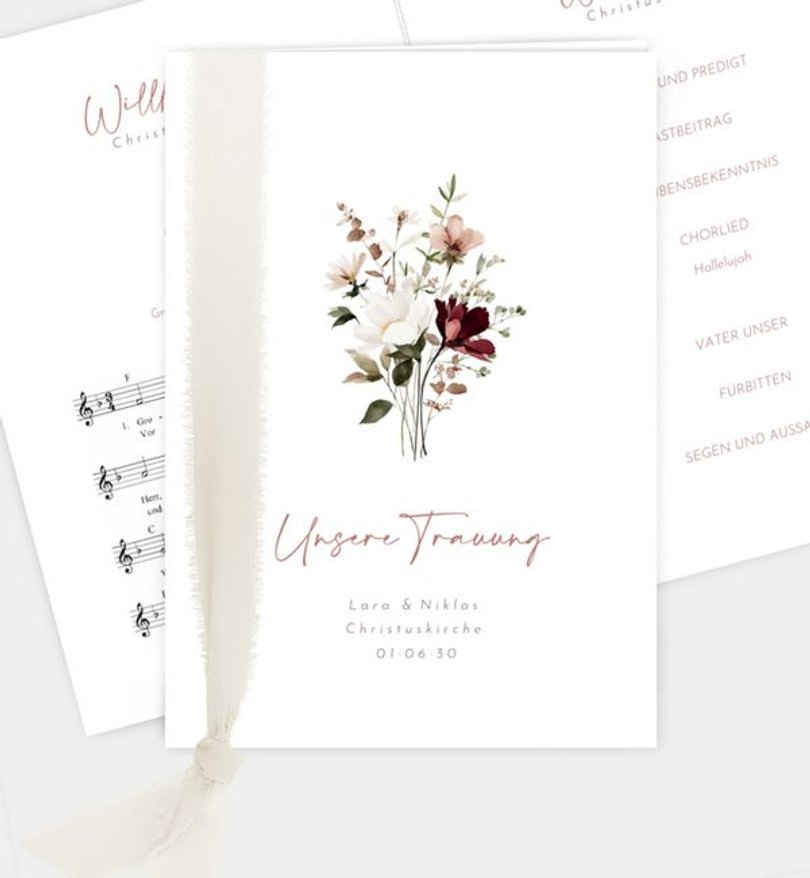 Kirchenheft Hochzeit Blumenstrauß