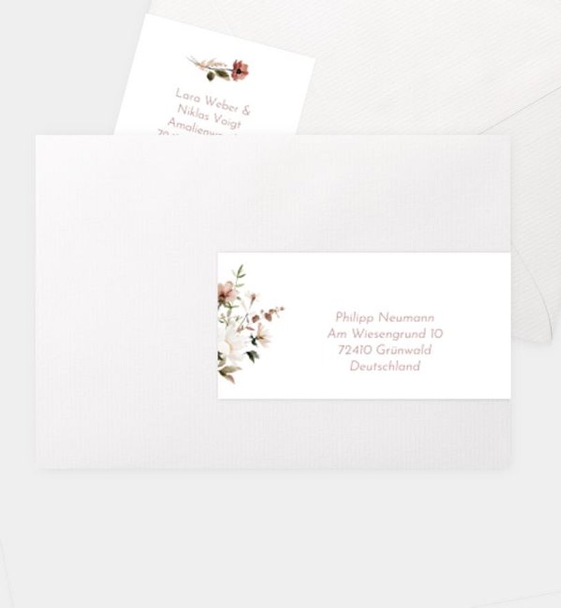 Adressaufkleber Hochzeit Blumenstrauß