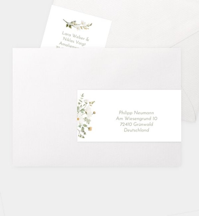 Adressaufkleber Hochzeit Blumenstrauß