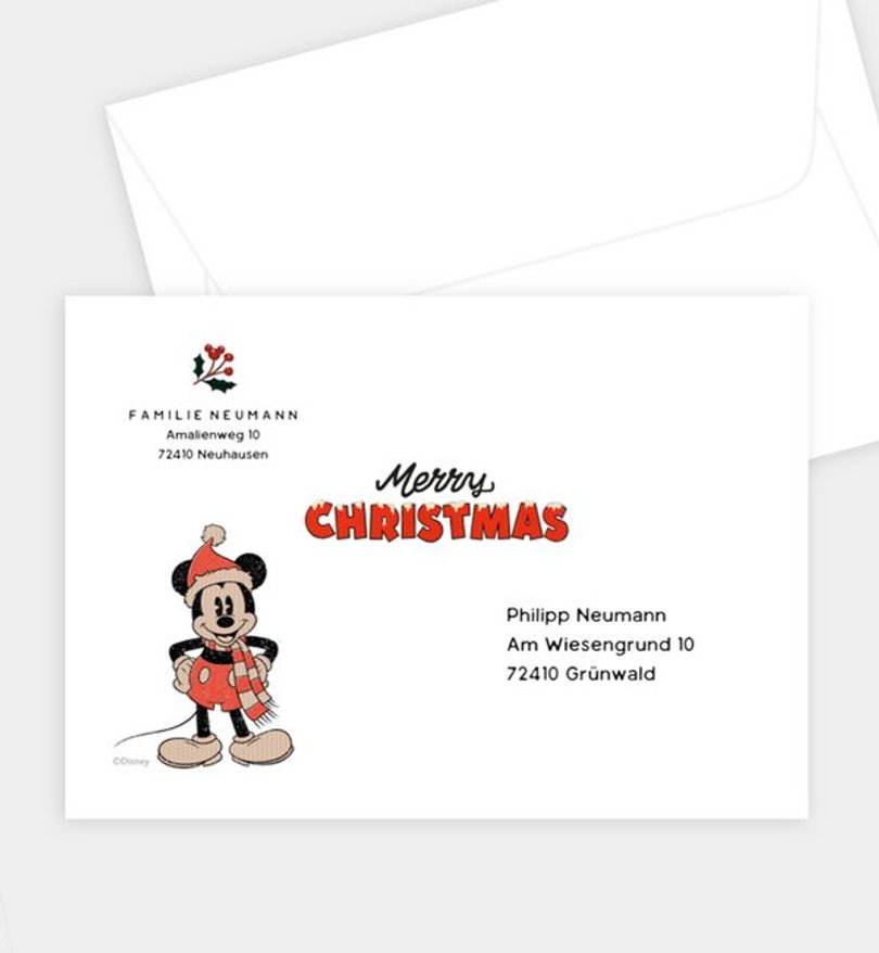 Briefumschlag Weihnachten Mickey Mouse · Jingle All The Way
