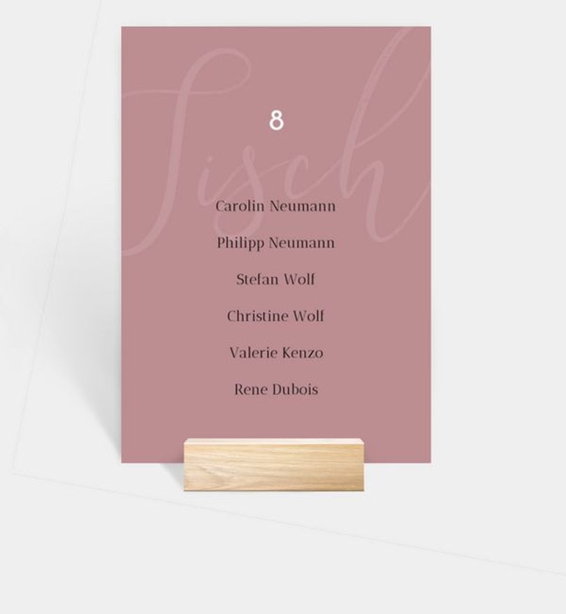 Gruppentischkarte Hochzeit Liebesbrief