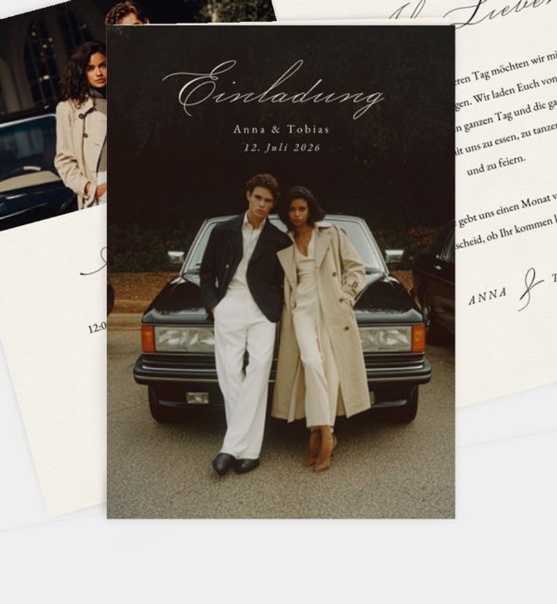 Einladungskarte Hochzeit Elegant Script