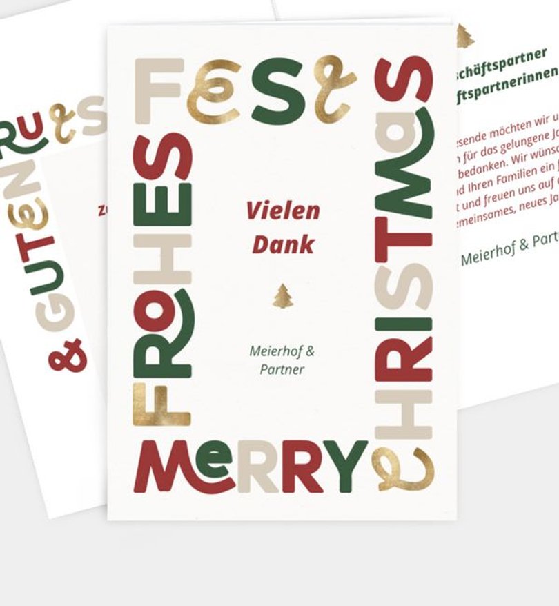 Weihnachtskarte Weihnachten geschäftlich Goldene Schnörkel · UNICEF