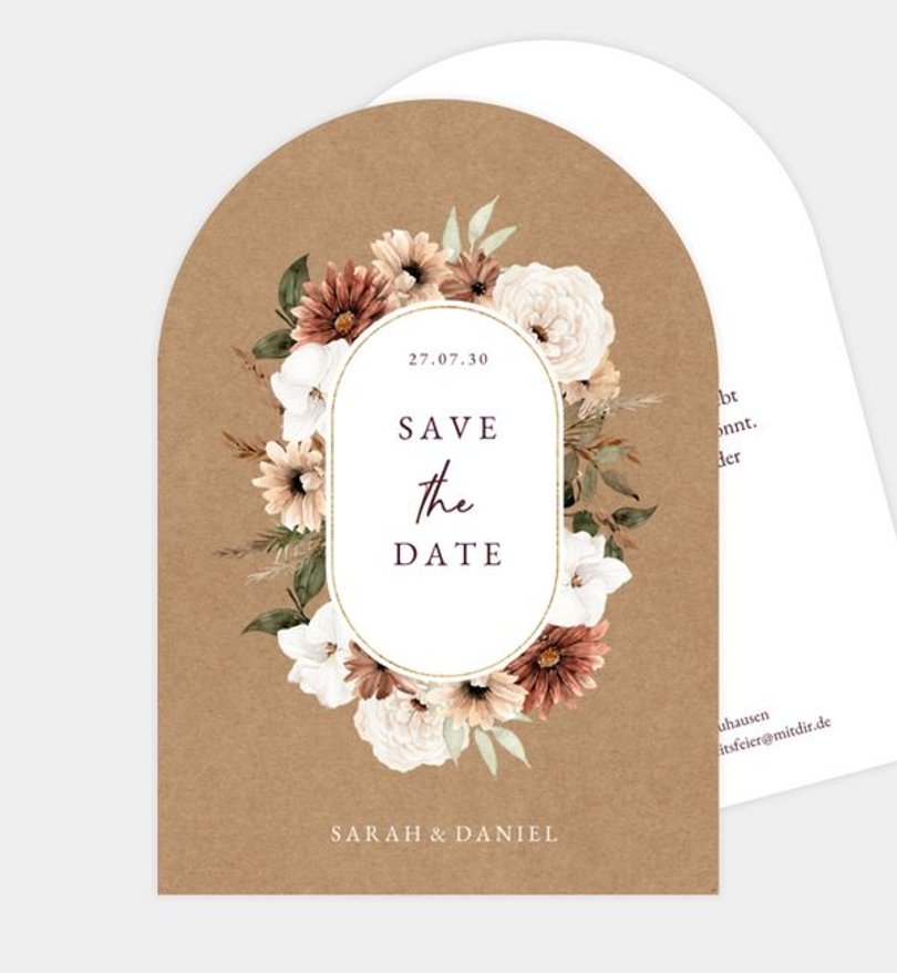 Save-The-Date Karte Hochzeit Reddish Flower