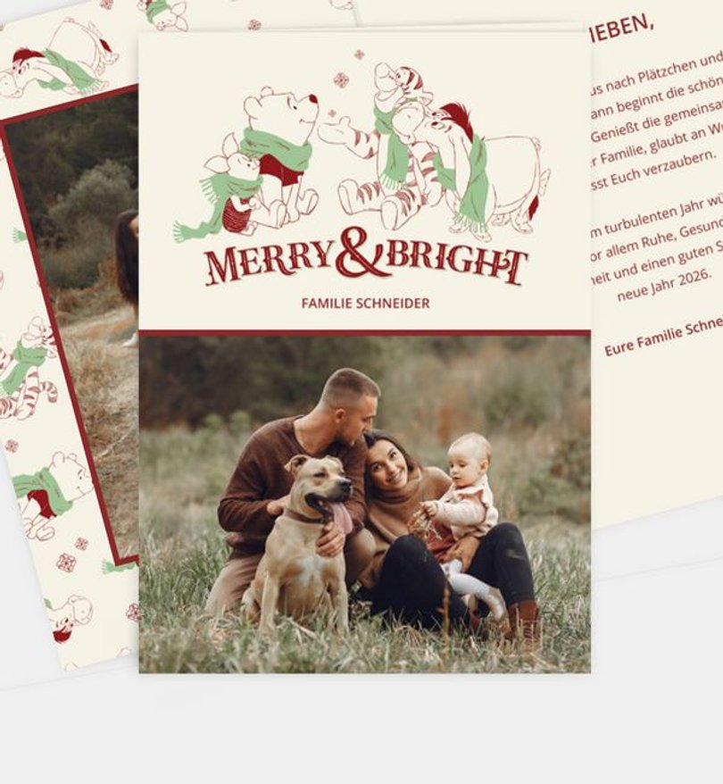 Weihnachtskarte Weihnachten/Privat Winnie Puuh · Merry and Bright