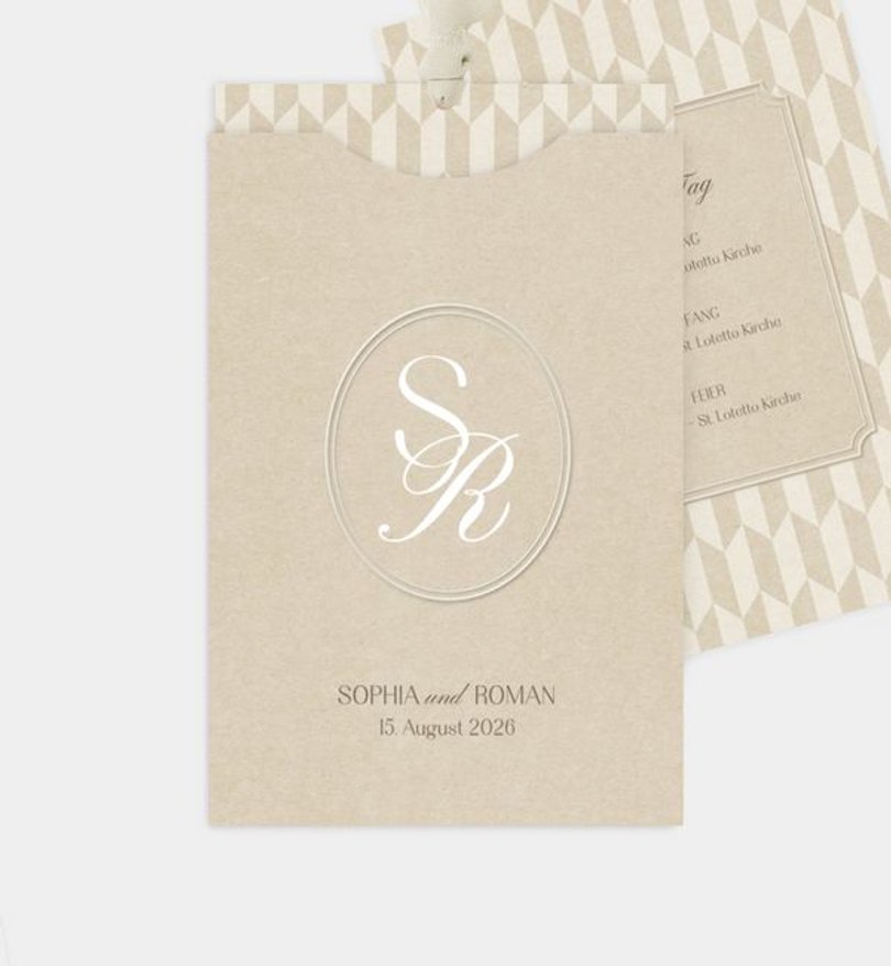 Einladungskarte Hochzeit Monogramm