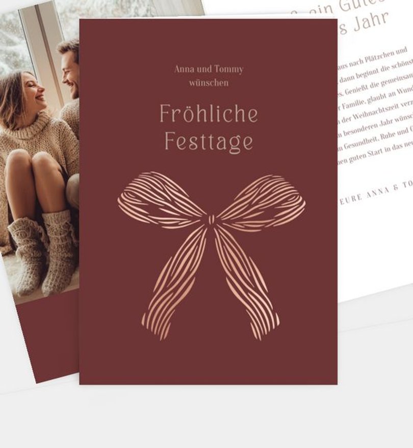 Weihnachtskarte Weihnachten/Privat Retro Schleife