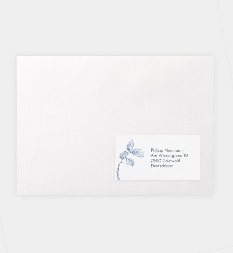 Empfängeraufkleber Hochzeit Blue Ornament