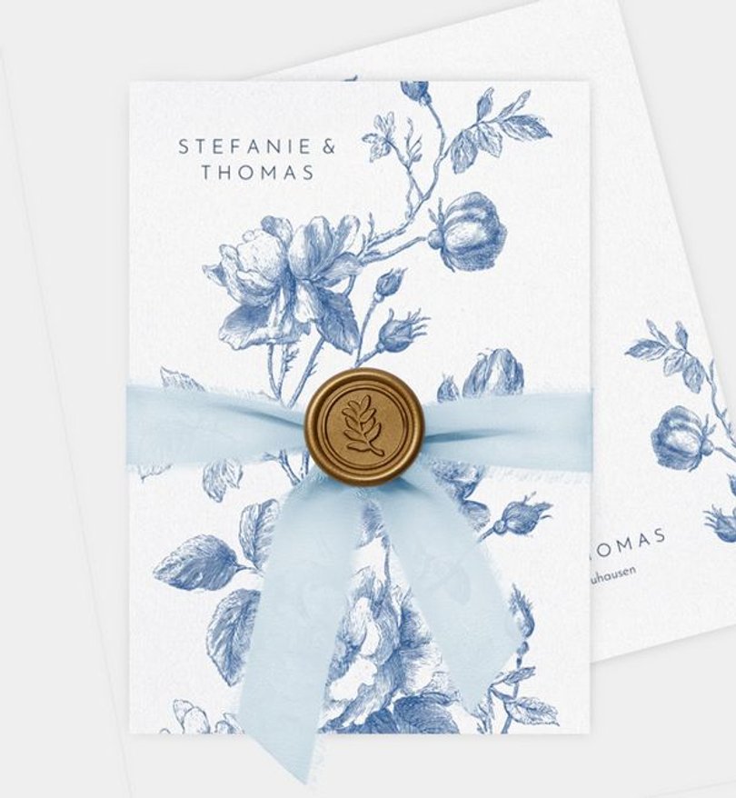 Einladungskarte Hochzeit Blue Ornament