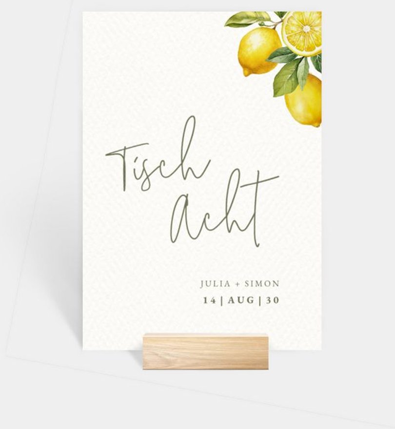 Tischnummer Hochzeit Lemon Summer